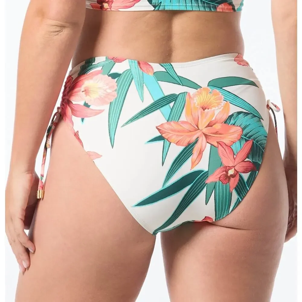Coco Reef Island Flora Inpire Shirred High Waist Bikini Bottom S NWT